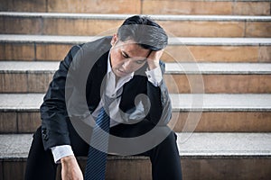 Portrait of stress desperate senior businessman