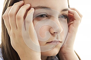 Portrait Of Stressed Young Girl