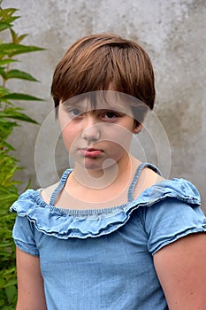 Portrait of an stubborn schoolgirl