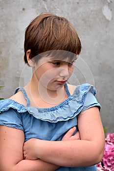 Portrait of an stubborn schoolgirl