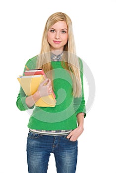 Portrait of student girl with books