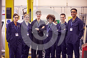 Portrait Of Students Studying For Auto Mechanic Apprenticeship At College