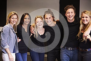 Portrait Of Students With Teacher At Drama College