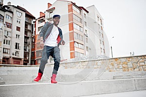 Portrait of stylish african american man on sportswear