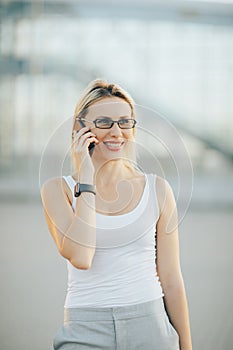 Portrait of stylish business lady in glasses