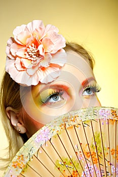 Portrait of summer fashion creative eye make-up