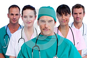 Portrait of a surgeon and his medical team