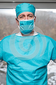 portrait of a surgeon in work clothes