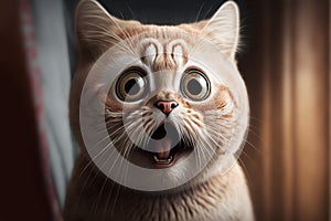portrait of a surprised cat with big eyes