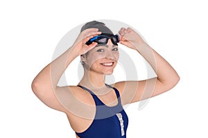 Portrait of swimmer girl in swimsuit