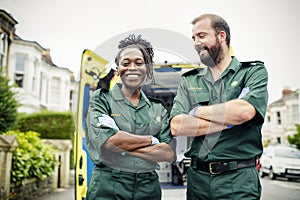 Portrait of a team of paramedics photo