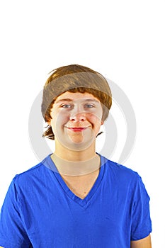 Portrait of a teen boy in studio isolated on white