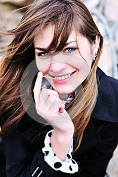 Portrait of teen girl with chewing gum