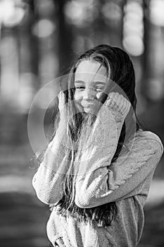 Portrait of a teen girl in the Park. Black and white photo