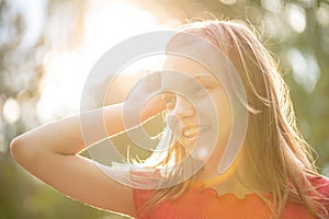 Portrait of teen girl with sun rays