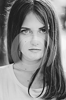 Portrait of a teenage girl with long hair