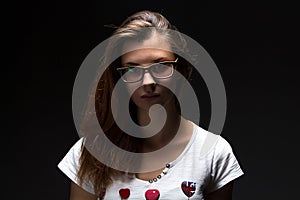 Portrait of teenager girl in shadow