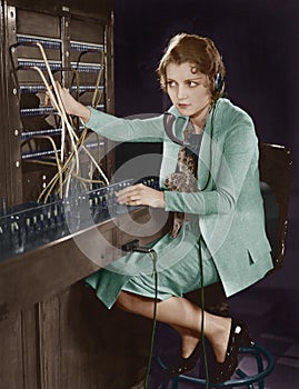 Portrait of telephone operator photo