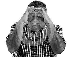 Portrait of a terrified man