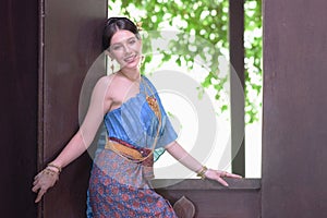 Portrait Thai model in Thai period costume