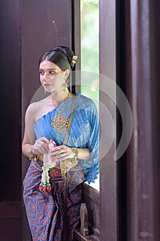 Portrait Thai model in Thai period costume