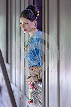 Portrait Thai model in Thai period costume