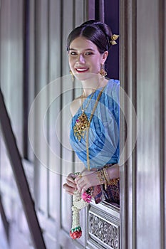 Portrait Thai model in Thai period costume