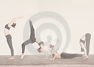 Portrait of thel woman in Yoga poses