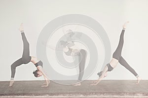 Portrait of thel woman in Yoga poses