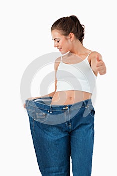 Portrait of a thin woman wearing a jeans