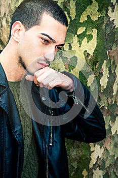 Portrait of thinking young man