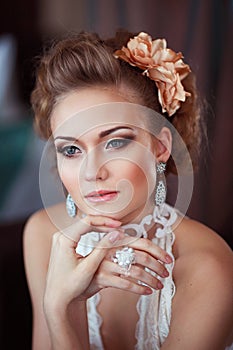 Portrait of thoughtful bride