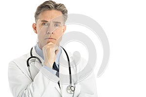 Portrait Of Thoughtful Male Doctor With Hand On Chin