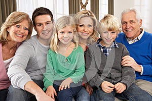 Portrait Of Three Generation Family At Home