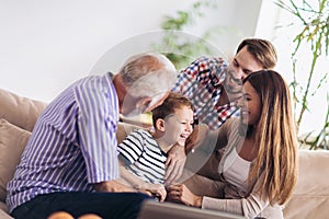 Portrait of a three generation family spending time together