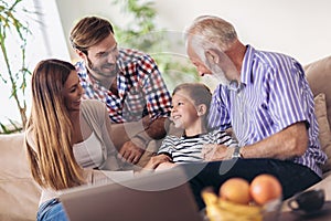 Portrait of a three generation family spending time together