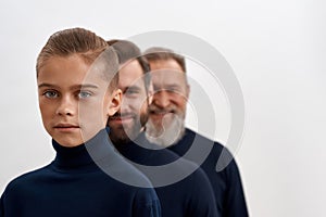 Portrait of three generations of Caucasian men