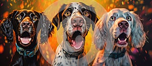 Portrait of Three Surprised Dogs Generative AI