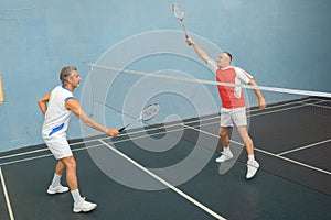 portrait thrilling badminton game