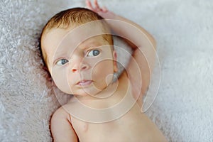 Portrait of tiny newborn