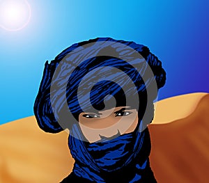 Portrait of a touareg in the desert photo