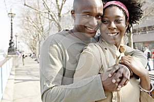 Portrait of tourist couple in London.