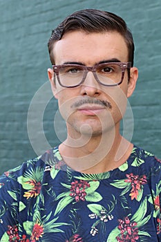 Portrait of a trendy man with a mustache photo
