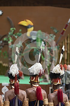 Portrait of a tribal man dansing in Arena during Hornbill Festival,Nagaland,India