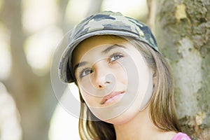 Portrait of Tween Girl in Cap