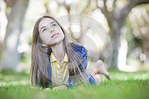 Portrait of Tween Girl on Grass