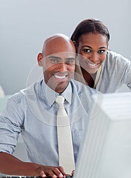 Portrait of two Afro-American colleagues working