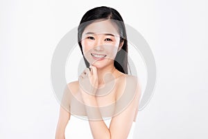 Portrait beautiful young asian woman clean fresh bare skin concept. Asian girl beauty face skincare and health wellness, Facial