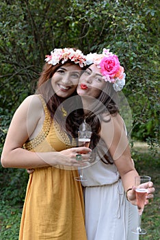 Portrait of two beautiful young women