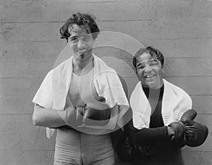 Portrait of two boxers photo